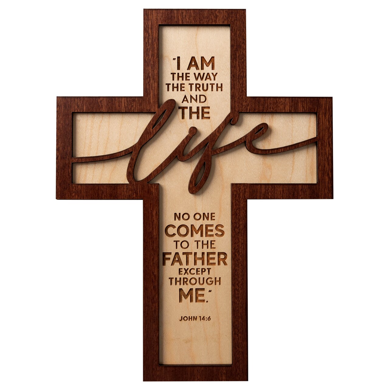 Dexsa I Am The Way Inspirational Laser-Cut Wood Cross Plaque 7.5 inches x 10 inches